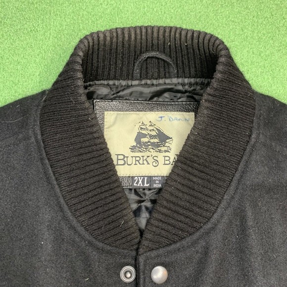 Vintage Big O Tires Black Employee Leather Bomber Jacket Burk's Bay Men's XXL - Picture 6 of 11